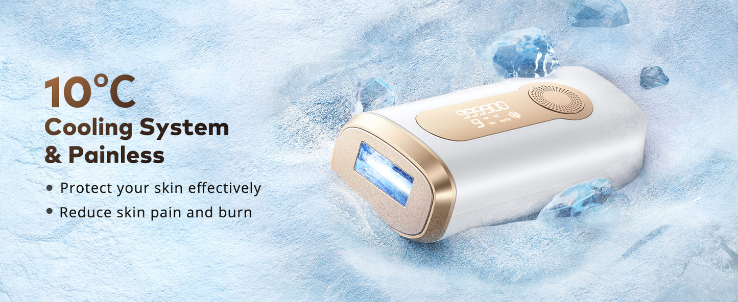 Laser Hair Removal - Ice Cooling Painless & 3-in-1 & Full Body Treament, IPL Hair Removal Device with 9 Levels 2 Modes