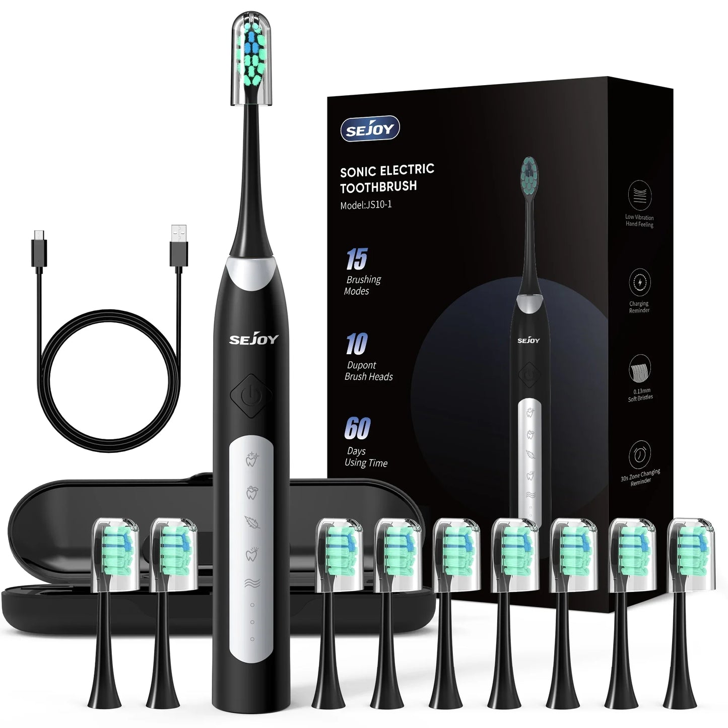 SEJOY Sonic Electric Toothbrush JS10 Oral Cleaning Personal Care Appliances 5 Modes Smart Rechargeable Automatic Toothbrush