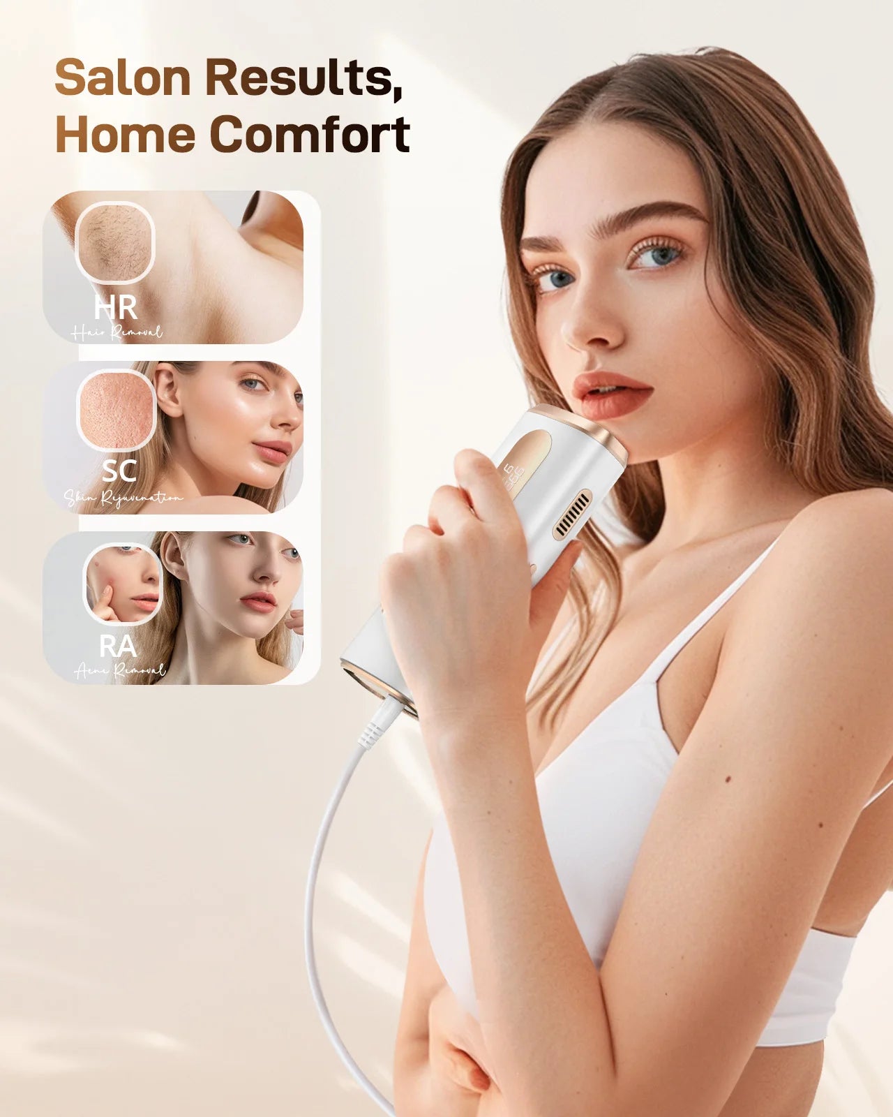 Laser Hair Removal - Ice Cooling Painless & 3-in-1 & Full Body Treament, IPL Hair Removal Device with 9 Levels 2 Modes