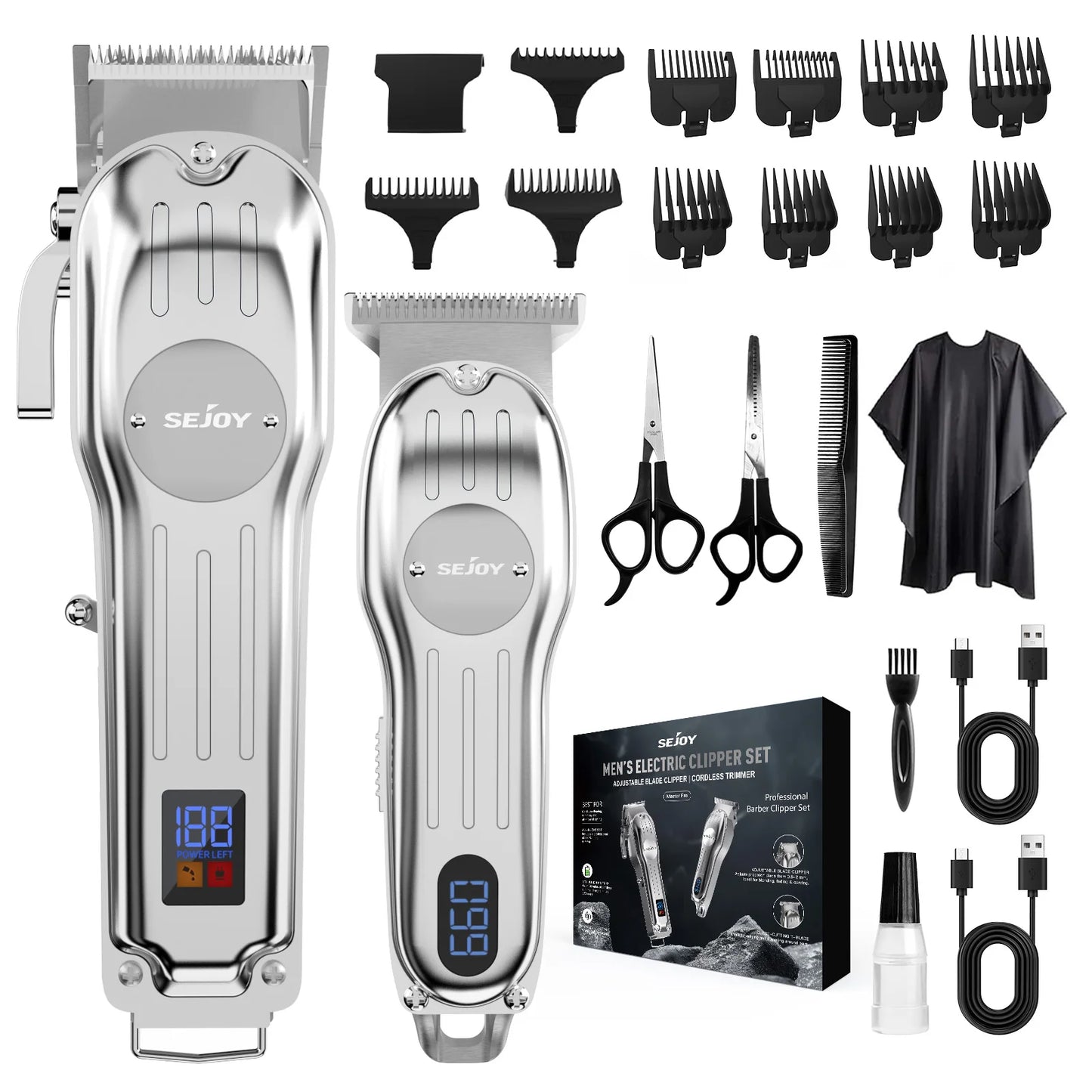 Sejoy Professional Electric Hair Clipper Trimmer Set For Men Rechargeable Cordless Haircut Machine for Barber LFQ-MASTERPRO