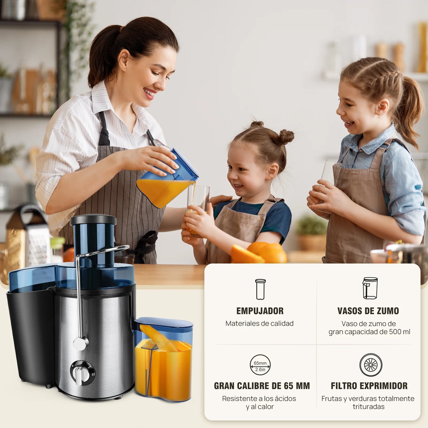 DayPlus 900W Juicer, Centrifugal Juicer Machines Whole Fruit and Vegetable, 65mm Wide Mouth Juicer Extractor with 2 Speed, 500ml