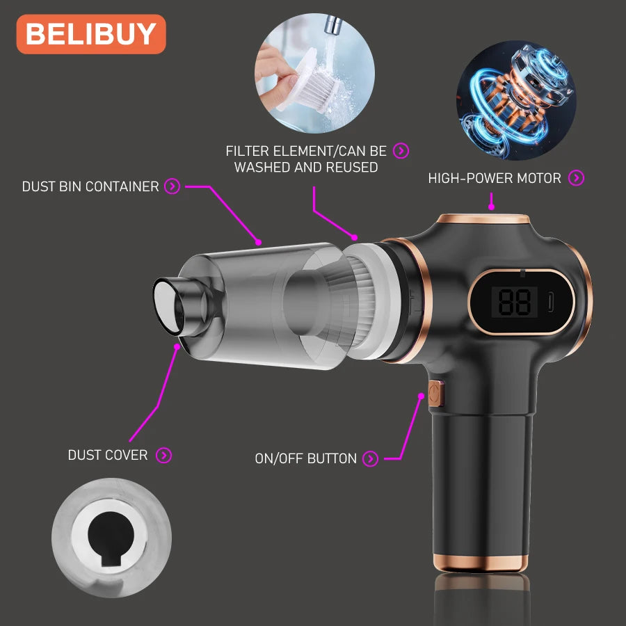 BELIBUY Wireless Car Vacuum Cleaner Home Appliance Sofa Cleaning Machine High-Power Household Carpet Cleaner Mini Vacuum Cleaner