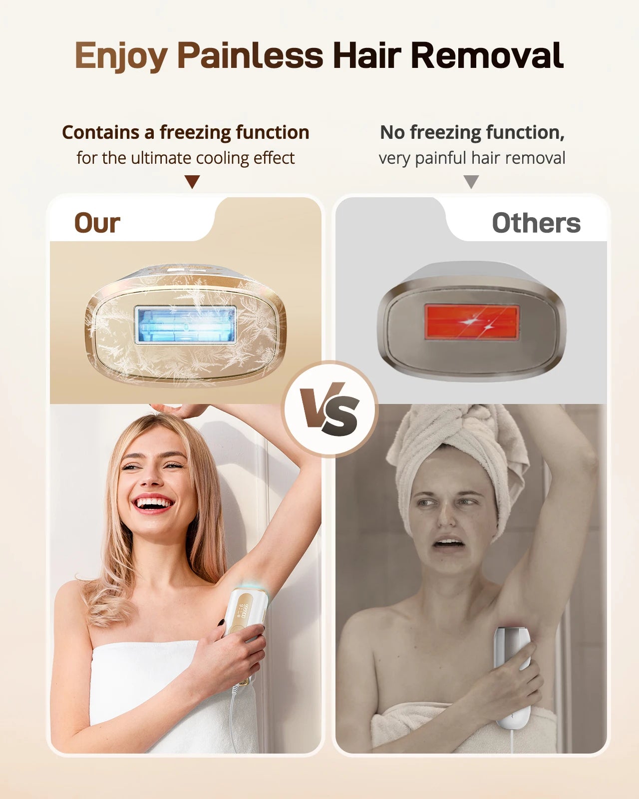 Laser Hair Removal - Ice Cooling Painless & 3-in-1 & Full Body Treament, IPL Hair Removal Device with 9 Levels 2 Modes
