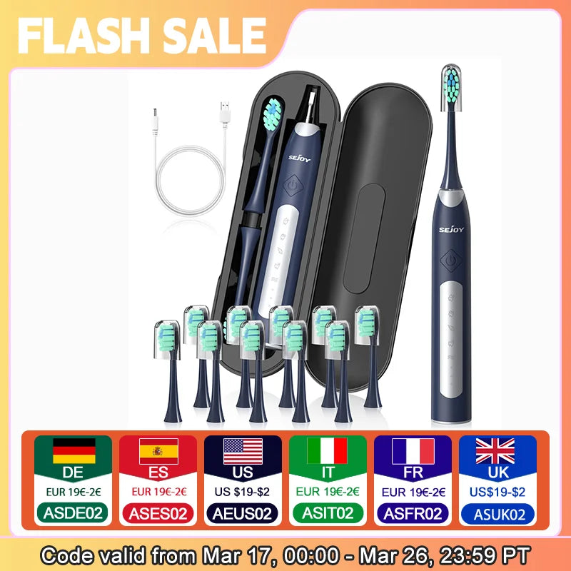 SEJOY Sonic Electric Toothbrush JS10 Oral Cleaning Personal Care Appliances 5 Modes Smart Rechargeable Automatic Toothbrush