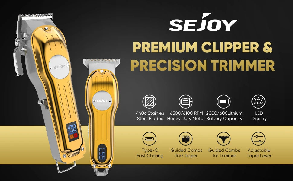Sejoy Professional Electric Hair Clipper Trimmer Set For Men Rechargeable Cordless Haircut Machine for Barber LFQ-MASTERPRO