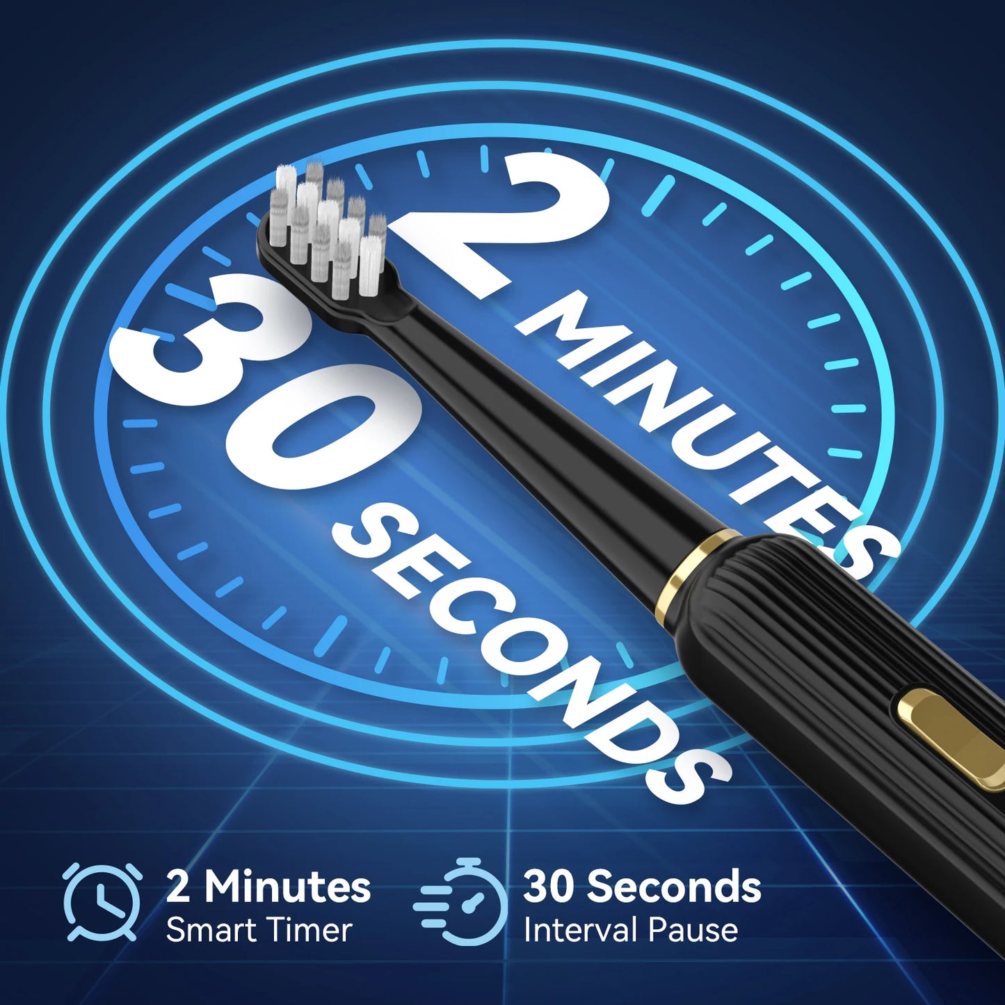 Sejoy Electric Toothbrush 5 Modes USB Rechargeable 12 Replacement Toothbrush Heads Adult Ultrasonic Teeth Cleaning
