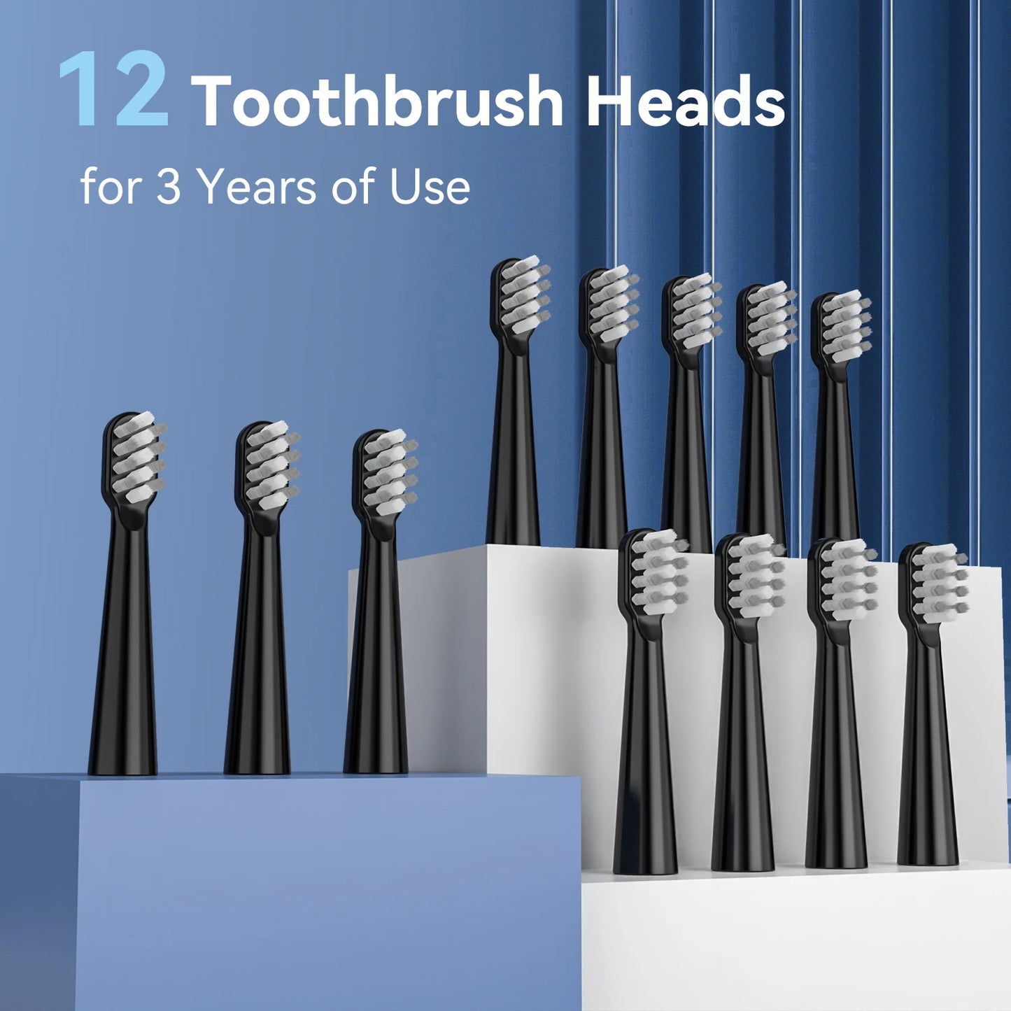 Sejoy Electric Toothbrush 5 Modes USB Rechargeable 12 Replacement Toothbrush Heads Adult Ultrasonic Teeth Cleaning