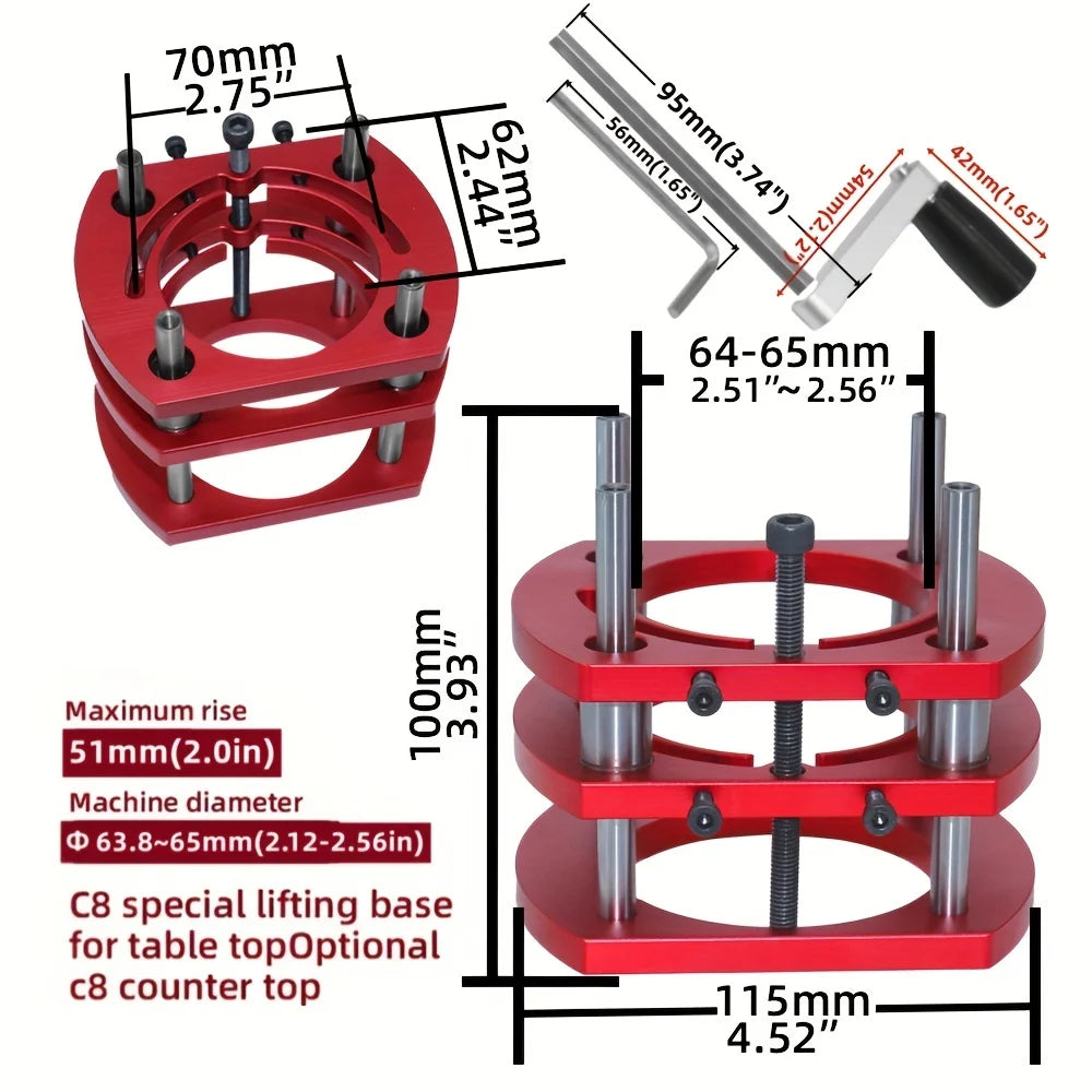 Woodworking Router Lift Kit - Aluminum Router Table Insert Plate W/ Miter Gauge Guide and Bracket for 65mm Diameter Motors