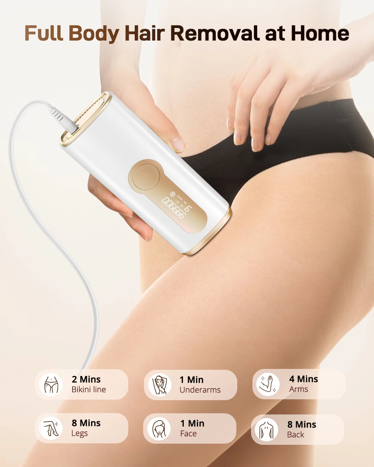 Laser Hair Removal - Ice Cooling Painless & 3-in-1 & Full Body Treament, IPL Hair Removal Device with 9 Levels 2 Modes