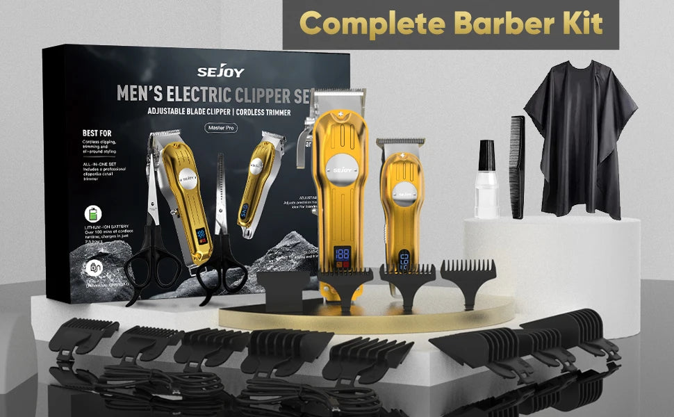 Sejoy Professional Electric Hair Clipper Trimmer Set For Men Rechargeable Cordless Haircut Machine for Barber LFQ-MASTERPRO