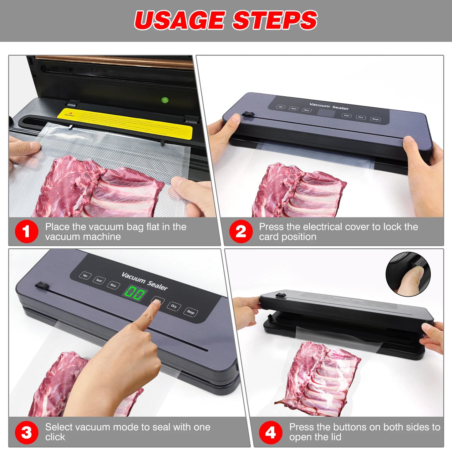 5-in-1 Multi-Functional Vacuum Sealer Food Vacuum Sealer Machine Automatic Food Sealer for Food Preservation With 10 Sealer bags