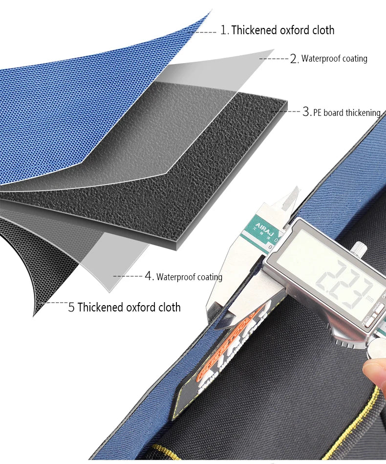 AIRAJ Multifunctional Tool Bag Large Capacity Oxford Canvas Waterproof Bag Wear-Resistant Tool Repair Storage Electrician Bag