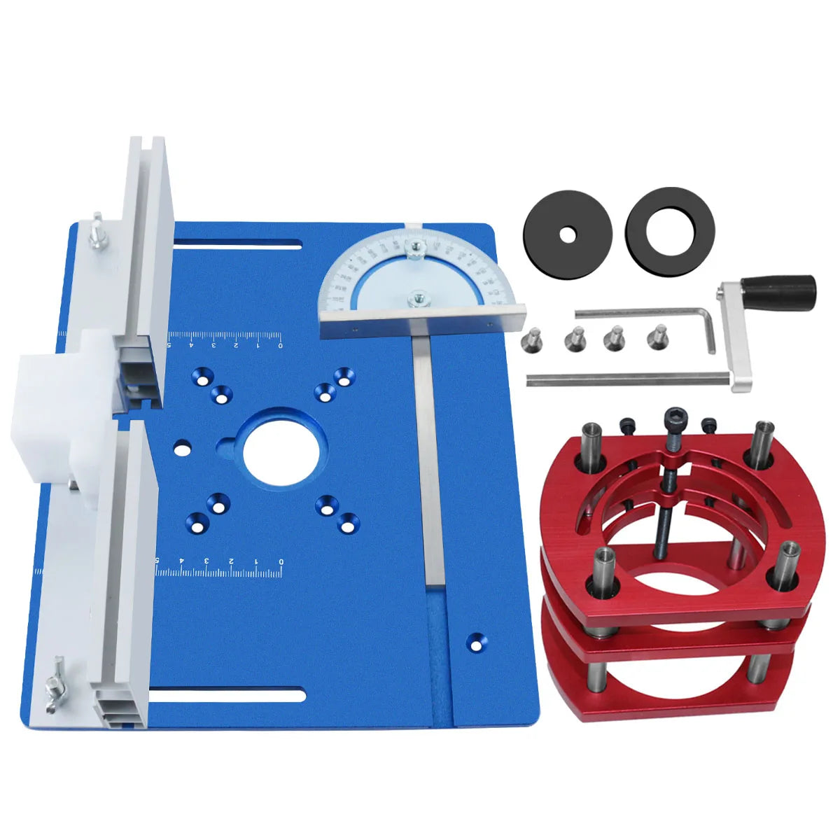 Woodworking Router Lift Kit - Aluminum Router Table Insert Plate W/ Miter Gauge Guide and Bracket for 65mm Diameter Motors