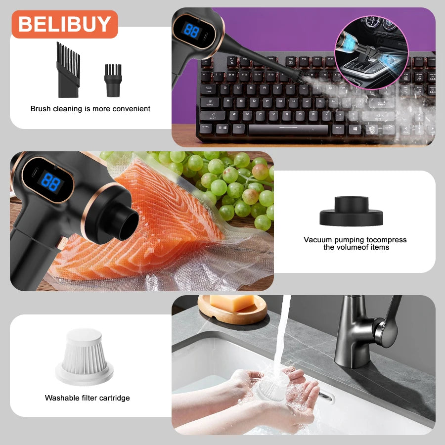 BELIBUY Wireless Car Vacuum Cleaner Home Appliance Sofa Cleaning Machine High-Power Household Carpet Cleaner Mini Vacuum Cleaner