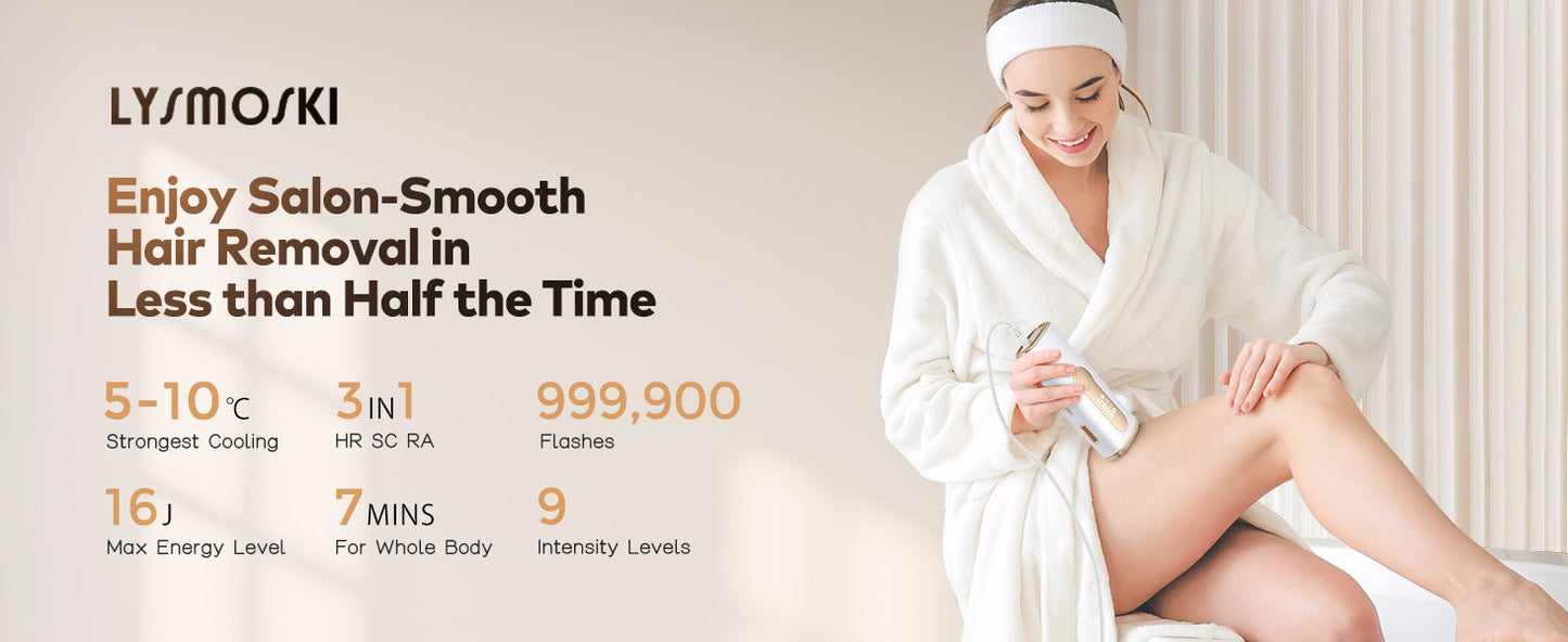 Laser Hair Removal - Ice Cooling Painless & 3-in-1 & Full Body Treament, IPL Hair Removal Device with 9 Levels 2 Modes
