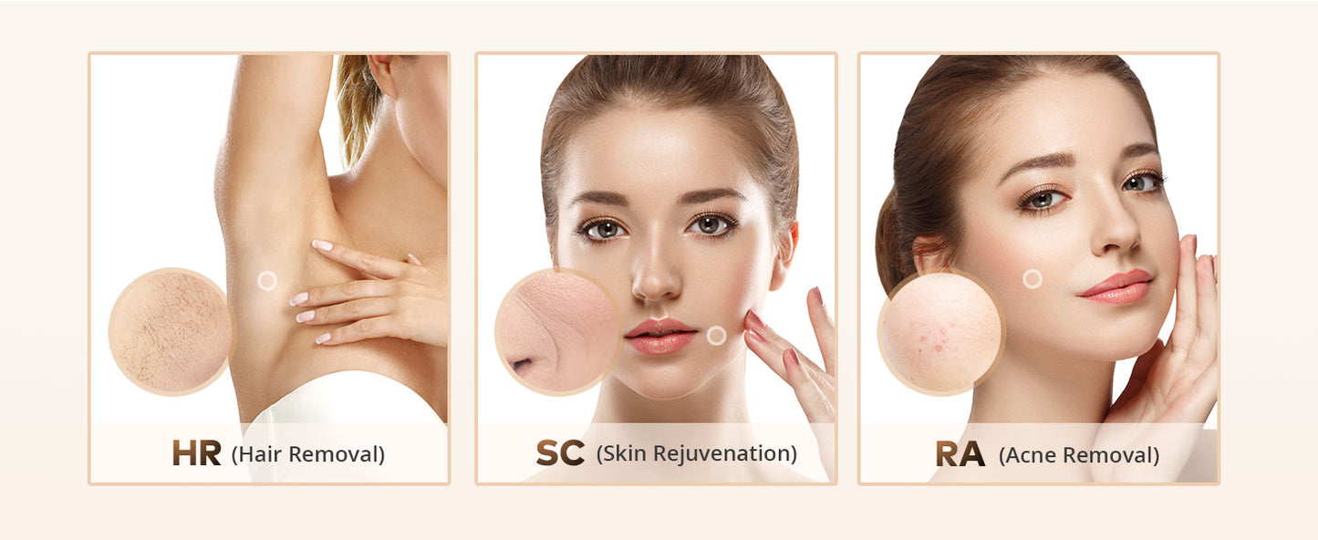 Laser Hair Removal - Ice Cooling Painless & 3-in-1 & Full Body Treament, IPL Hair Removal Device with 9 Levels 2 Modes