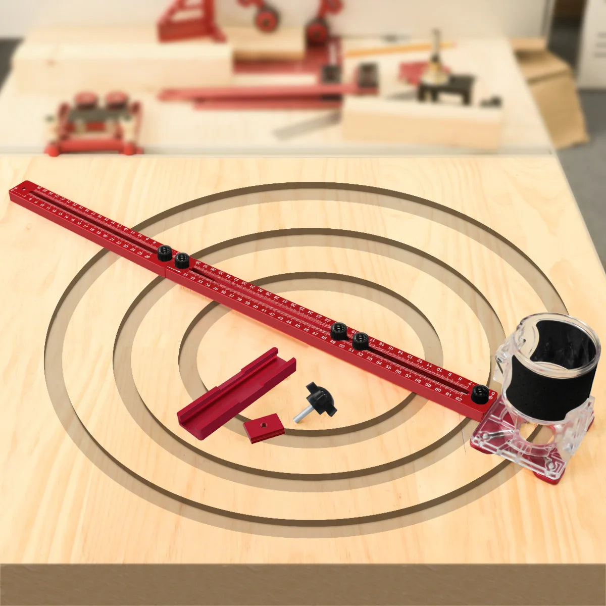 Extended 3 in 1 Router Milling Groove Bracket,9-61cm Radius Router Circle Cutting Jig,Aluminum Cabinet Hardware Jig for Woodwork