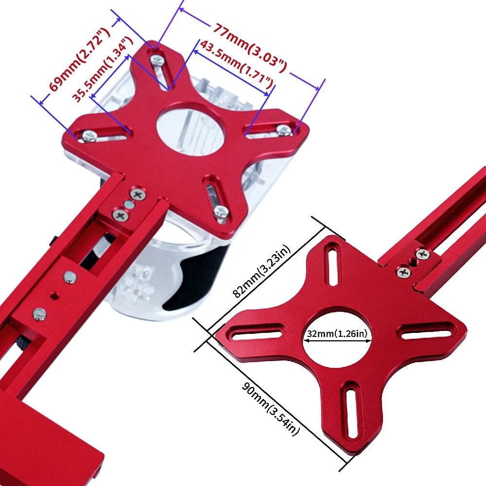 Extended 3 in 1 Router Milling Groove Bracket,9-61cm Radius Router Circle Cutting Jig,Aluminum Cabinet Hardware Jig for Woodwork
