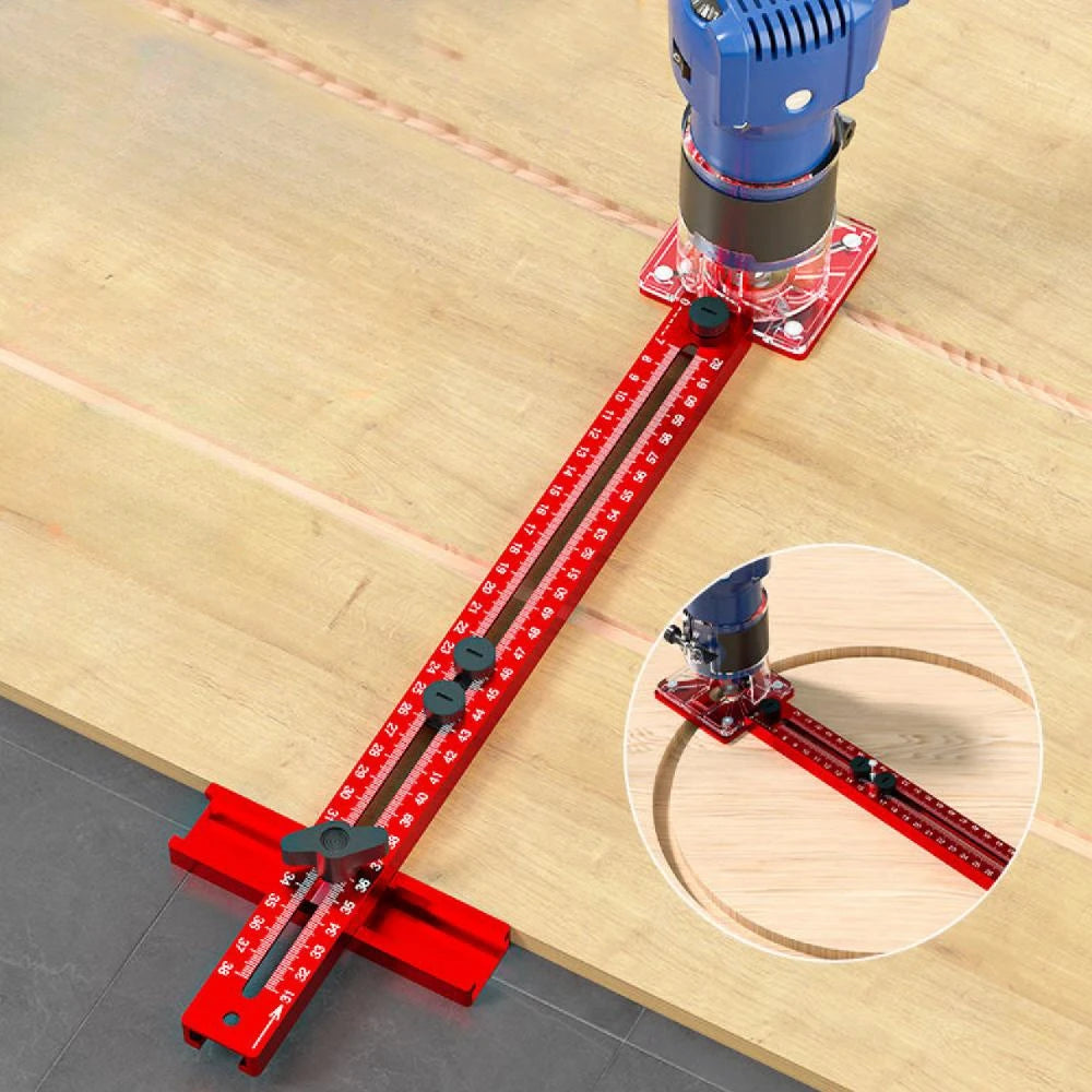 Extended 3 in 1 Router Milling Groove Bracket,9-61cm Radius Router Circle Cutting Jig,Aluminum Cabinet Hardware Jig for Woodwork